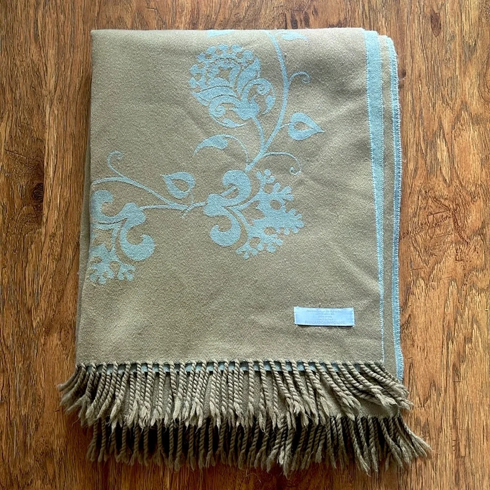 Restoration Hardware woven wool fringe throw blanket